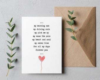 Love Poem Greeting Card, For Anyone| Him| Her Bf| Gf| Husband| Wife, Anniversary Gift| Birthday| Just Because| Love| Romantic, Relationship