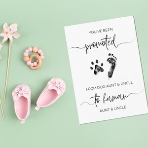 Faire-part de bébé pour les grands-parents | Tante et oncle, carte de voeux 5 x 7, vous avez été promu de grands-parents de chien à grands-parents humains
