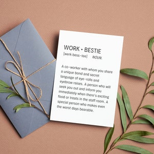 Carte de définition de meilleure amie au travail, cadeaux pour meilleure amie au travail, pour collègues| Collègues, Amitié| Anniversaire, carte de style dictionnaire, carte de voeux 5 x 7