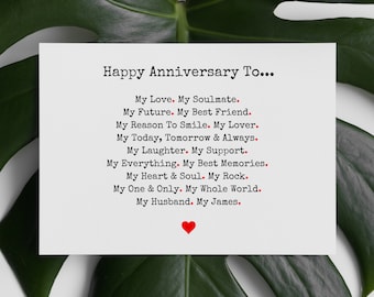 Customized Anniversary Card, Marriage Gift, My Love, Happily Married Ever After, Happy Anniversary to Husband|Wife