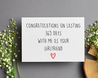 Funny/ Humor 1ST Anniversary Card, 365 Days Married/Together, Greeting Card for Him, Romantic Card for Husband/Boyfriend