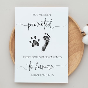 Baby-Ankündigungskarte für Großeltern | Tante & Onkel, 5 x 7 Grußkarte, Sie wurden von Hund Großeltern zu menschlichen Großeltern gefördert