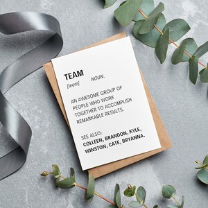 Carte de définition d'équipe personnalisée, Cadeaux professionnels, Pour les collègues de travail| Collègues| Supérieure, Amitié| Anniversaire| Promotion, carte de voeux 5 x 7