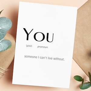 Sie Definition Karte, Liebe | Romantisch Für Ihn|Sie, Jahrestag| Valentinstag| BTag| JustBecause| Denken an U, LDR, jemand ohne den ich nicht leben kann