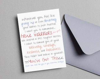 Tarjeta de apoyo para la salud mental, tarjeta de ánimo/motivación/inspiración para un amigo/a, pensando en ti, tú puedes con esto.
