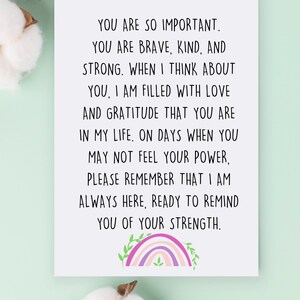 Carte de sensibilisation au cancer, Encouragements| Motivation| Carte édifiante pour un ami, je pense à vous, vous rappelle votre force