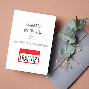 Carte d'adieu traître pour collègue, carte d'adieu avec humour, nouvel emploi, ancien collègue patron | Carte d'employé, félicitations pour votre nouvel emploi
