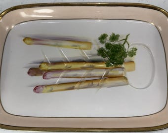 Nippon Porcelain Antique 12 Inch Serving Platter Asparagus and Parsley
