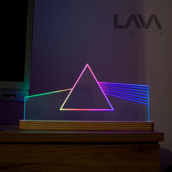 PinkFloyd Night Lamp Remote RGB Rainbow Design Art Prizma The Dark Side Of The Moon Hand Made