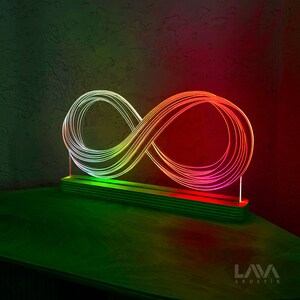 Personalisible Infinity Light Endless loop Handmade  Night Lamp  All Colours And Animations Remote LED ARGB USB Rainbow Design Wooden Base