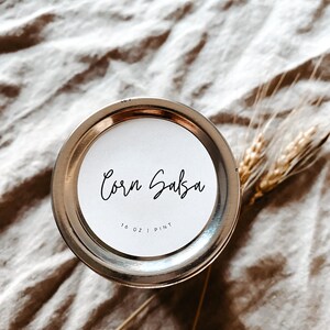 Corn Salsa Canning Mason Jar Label Printable Download