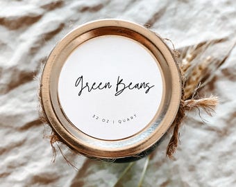 Green Beans Canning Mason Jar Label Instant Digital Download Printable Sticker
