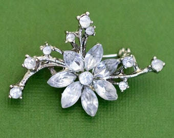 Broche Vintage Floral Strass - K29