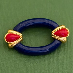 Vintage Boho Blue Multicolor Plastic Brooch by Avon K7