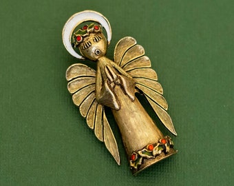 broche vintage Praying Angel Intricate Gold Tone par ART K26
