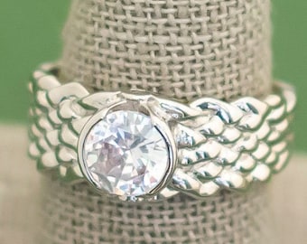Vintage Victorian Sterling Silver Gemstone Ring Size 7 1/2 K10