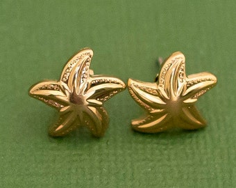 Vintage Boho Gold Tone Starfish Stud Earrings by Avon K5