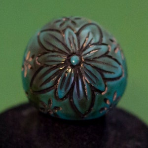 Vintage Turquoise Flower Plastic Ring Size 6 1/2, K28