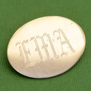 Vintage &quot;EMA&quot; Letters Minimalist Oval Brooch K27