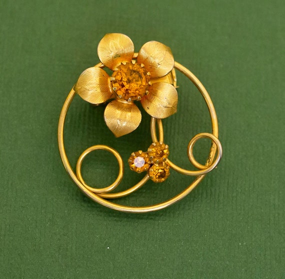Vintage Intricate Floral Gold Tone Ring Art Nouve… - image 1