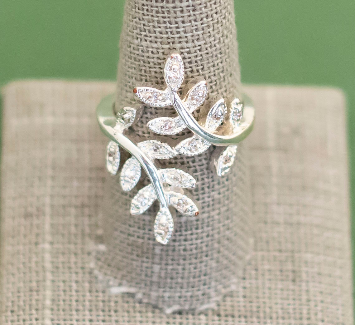 値下げ★K10 シルバー ツイストデザインリング 9号 Vintage Art Nouveau Silver Tone Leaf Ring Size 9 K10 - Etsy