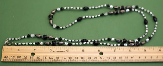 Vintage Gothic Black Plastic Beaded Necklace by A… - image 4