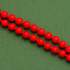 Vintage Boho Red Metal Beaded Necklace 24 Inches K18