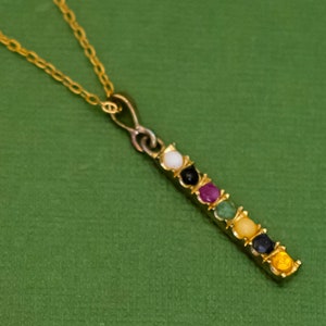 18 Zoll, Vintage Multicolor Perlen Gerade Anhänger Gold Ton Halskette, K38