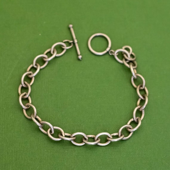 8 inch, Vintage Round Links Sterling Silver Chain… - image 1