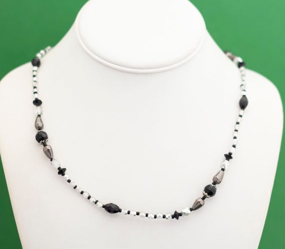 Vintage Gothic Black Plastic Beaded Necklace by A… - image 3