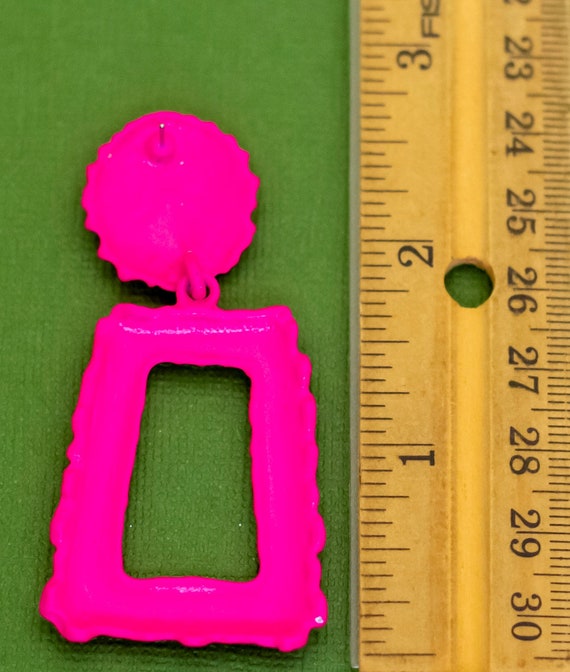 Vintage Geometric Pink Rectangular Dangle Earring… - image 2