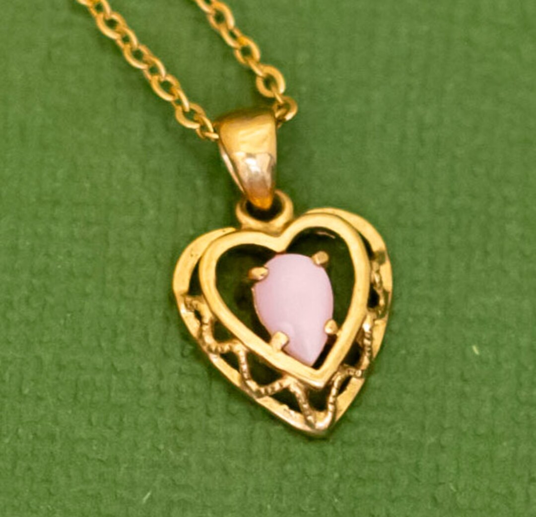 Collier Vintage Cœur - Couleur Or Rose Et Noir - Bijou Romantique - Occasion