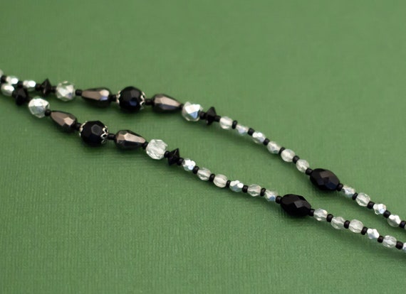 Vintage Gothic Black Plastic Beaded Necklace by A… - image 2