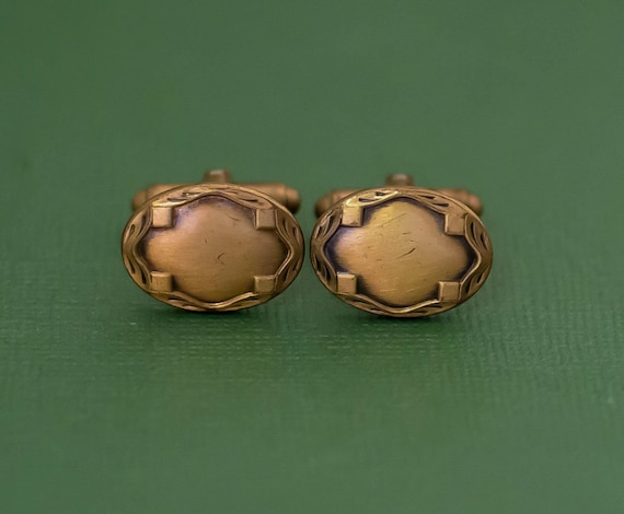 Vintage Victorian Brass Cuff Links, K25 - image 1