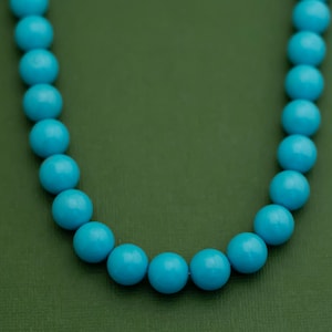 Vintage Boho Blue Plastic Beaded Necklace 24 Inches K21