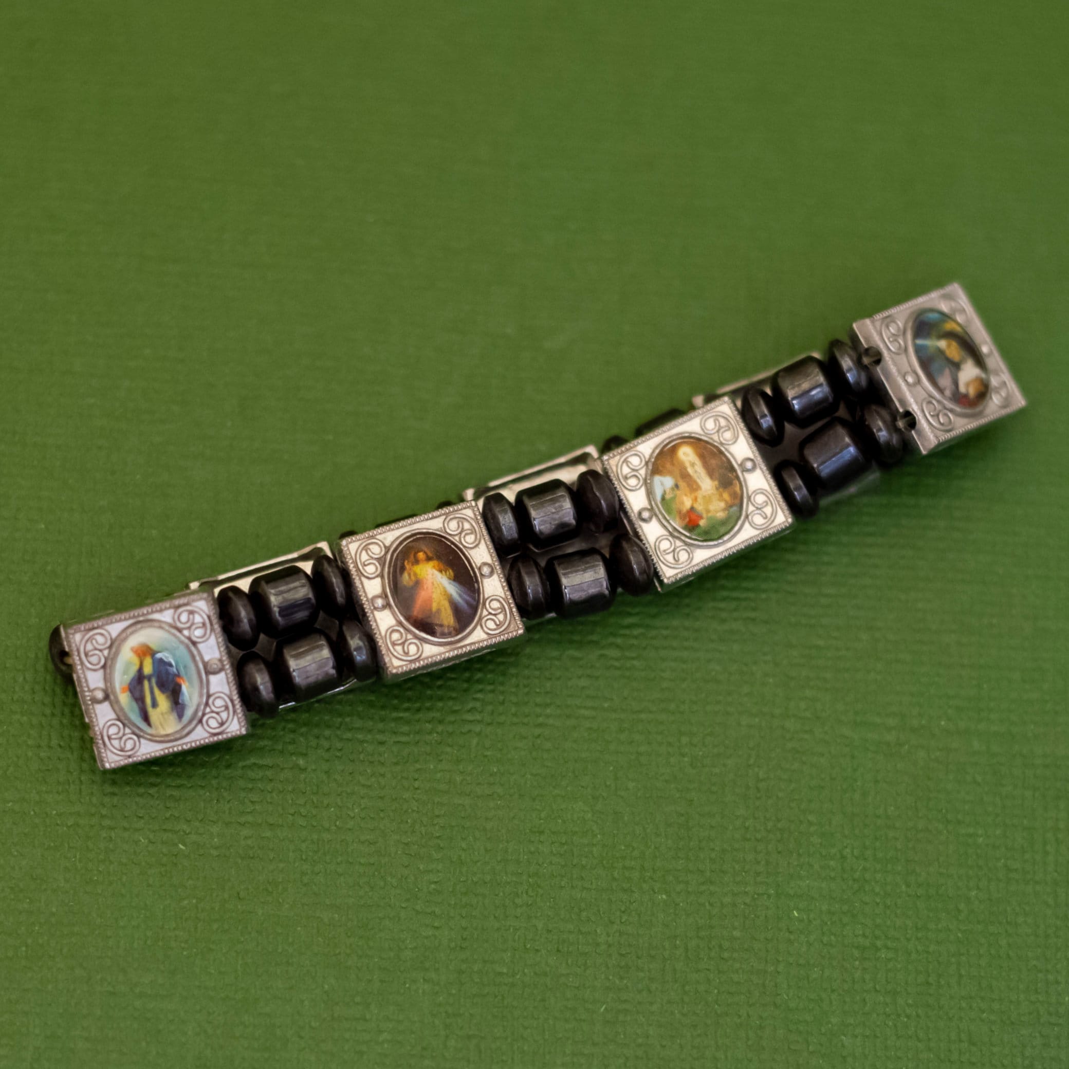 7 インチ、ヴィンテージ キリスト教 宗教 聖書 カメオ ブレスレット