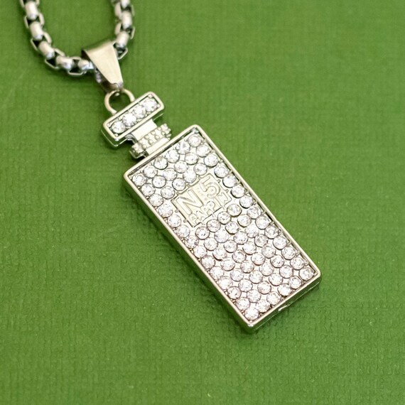 28 inch, Vintage Rectangular Pendant Rhinestones … - image 1