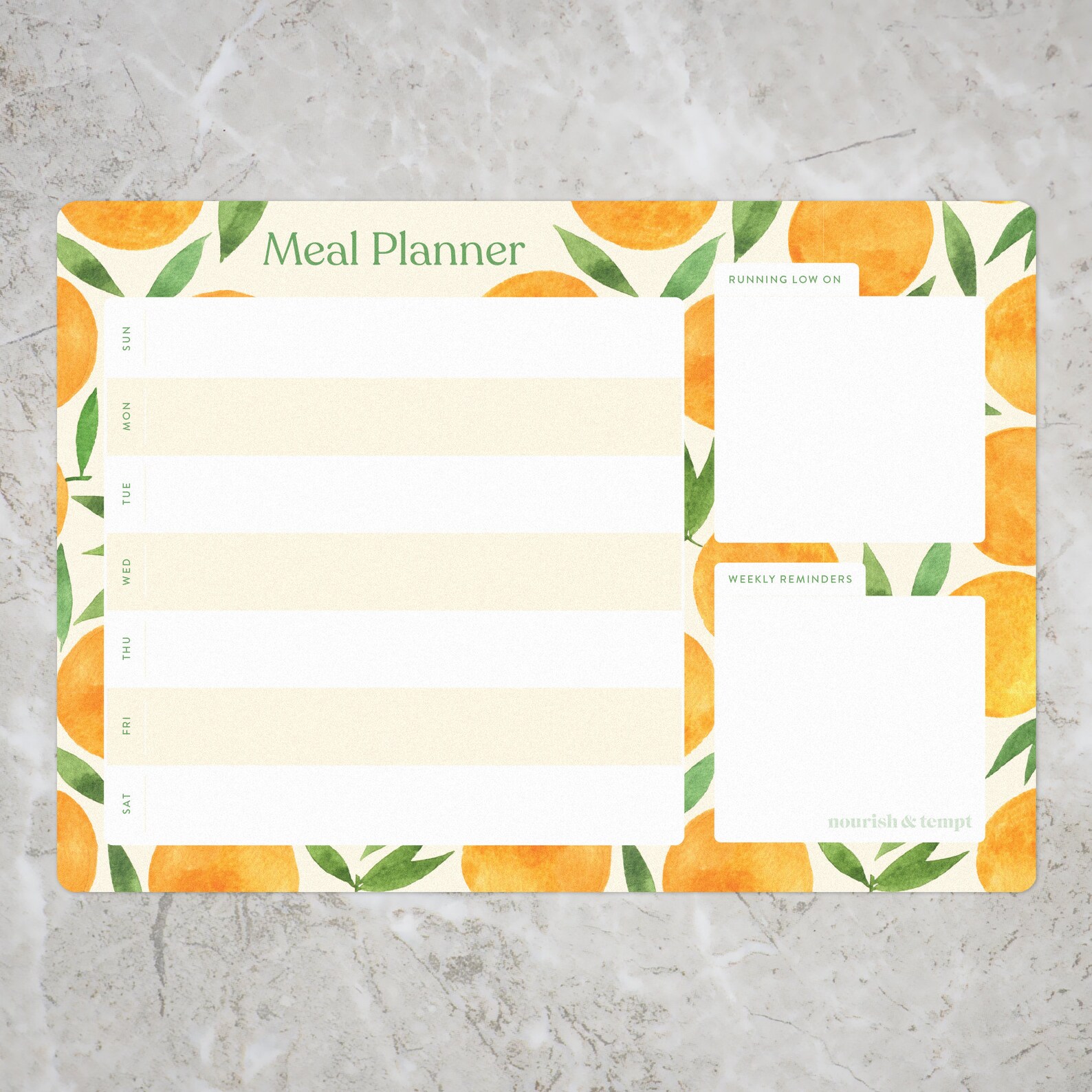 Fridge Weekly Meal Planner Oranges Etsy