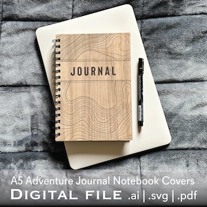 Fichier numérique uniquement - couverture de journal en bois - journal d'aventure - journal viril - 4 modèles d'extérieur - journal en bois personnalisé - SVG, AI, PDF