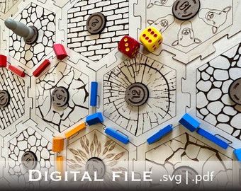 Digital File Only, board game, SVG, Glowforge ready, Laser SVG, 2 to 4 players - Settlers of Catan, Laser cut, Family game night