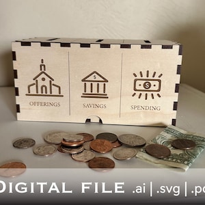 Digital File Only - Kids Money Bank, Religious Money Bank, Offerings, Savings, Spending, AI, SVG, PDF, Baptism Gift, Its great to be 8,