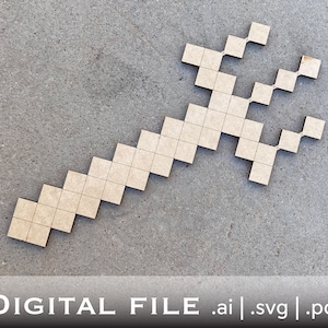 Könnte beinhalten: Ein Holzhandwerksprojekt in Form eines pixelartigen Dreizacks. Der Dreizack besteht aus kleinen Quadraten und ist hellbraun.