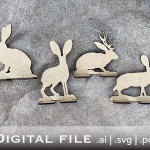 Digital File Only - 4 Jack Rabbit Silhouette Targets - SVG, PDF, AI