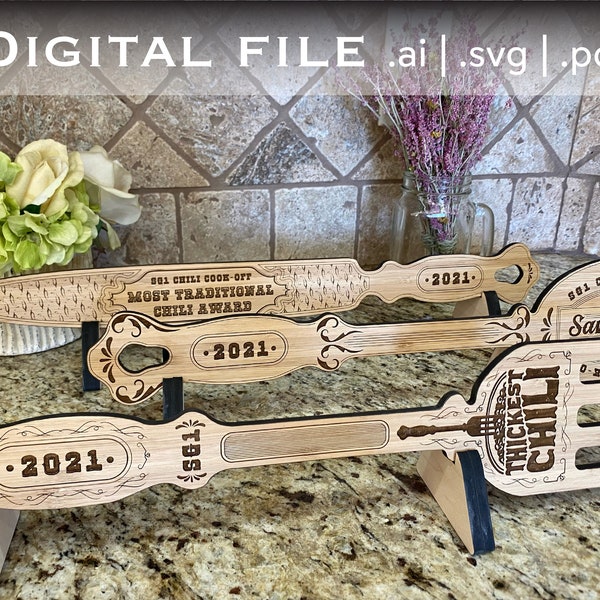 Digital FIle Only - Chili Cook-Off Awards - Fork, Spoon, and Knife - SVG, PDF, AI