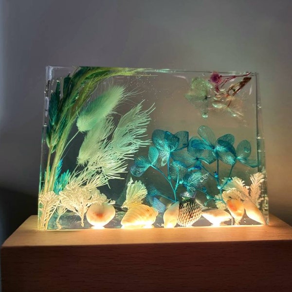 Resin Flower Lamp Etsy