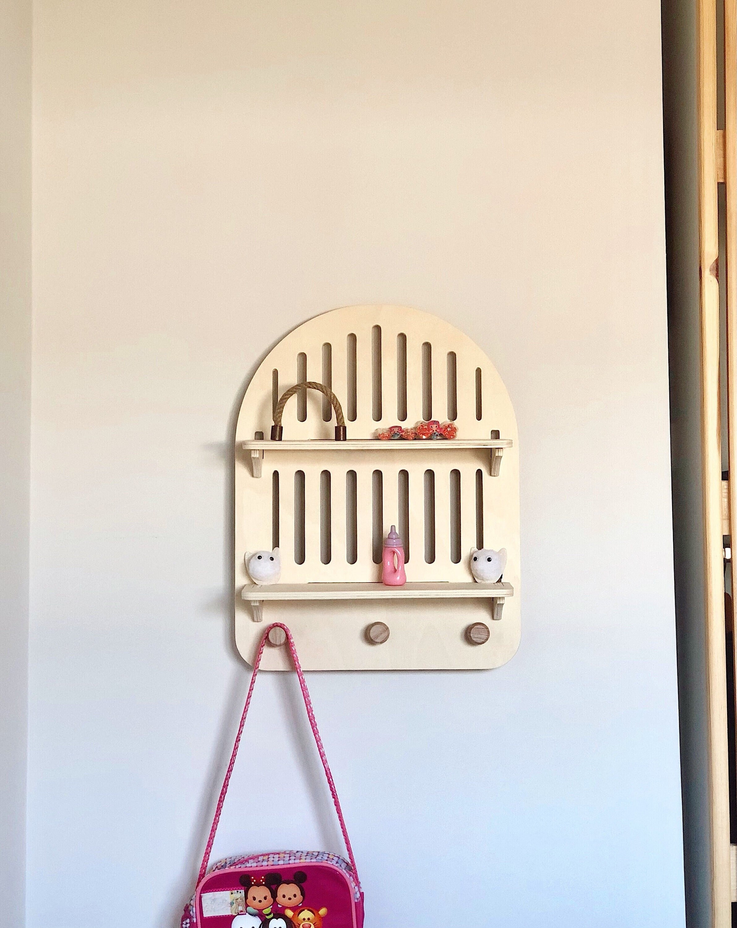 Étagère Murale Pour Enfants Rack Tout-Petits Étagère Montessori, Flottante et Porte-Manteau, Jouets,