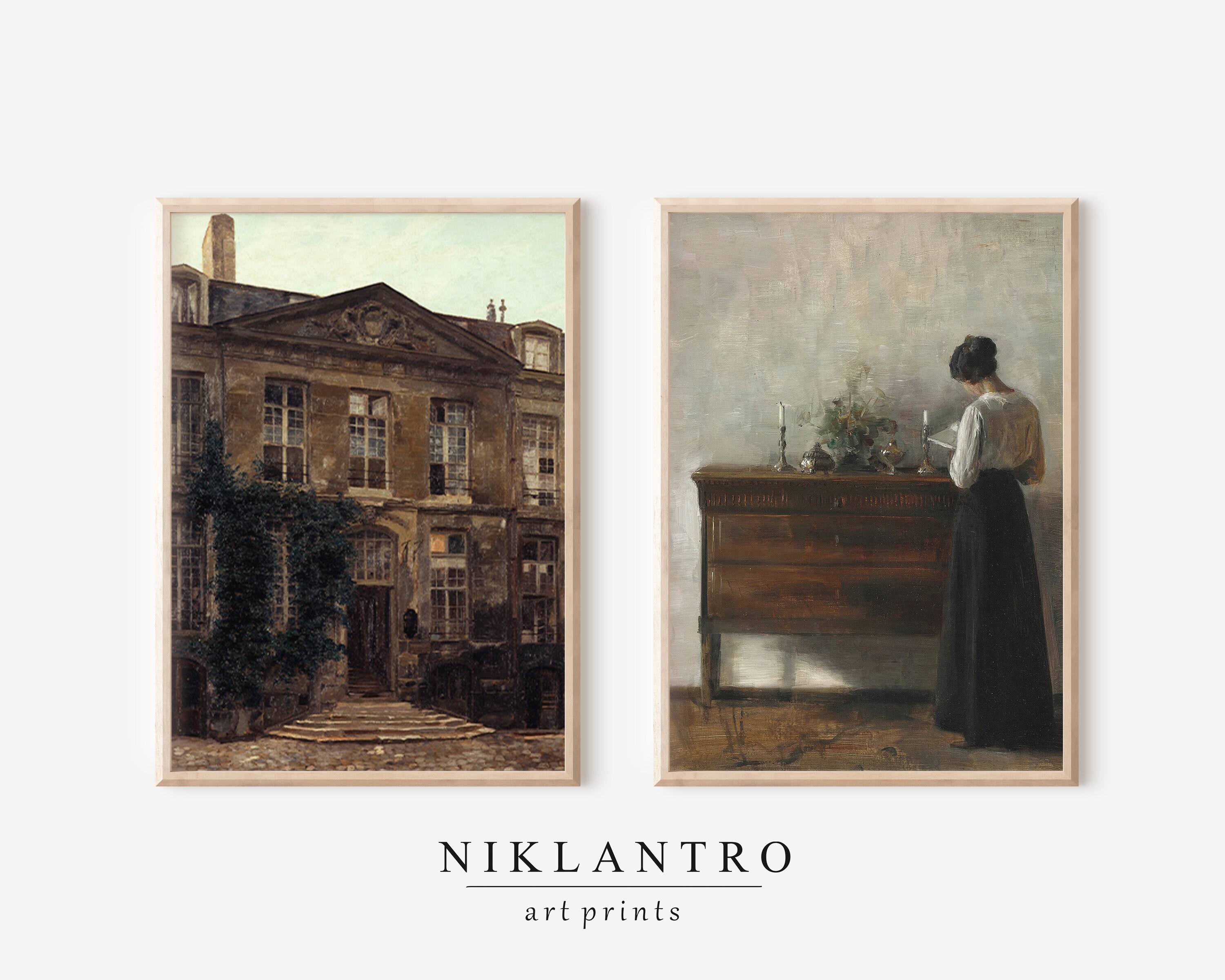 Set of Two Rustic Vintage Gallery Wall Art Set French Etsy