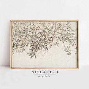 Neutral Apple Tree Sketch | Rustic Kitchen Wall Art Decor | Antique Vintage Drawing | Living Room Wall Art | Digital Download