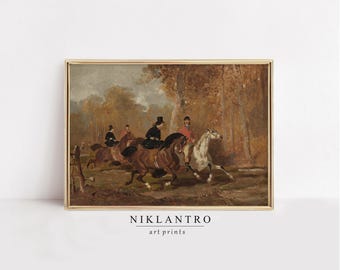 Vintage Equestrian Painting | Antique Horse Riding Art Printable Digital Download