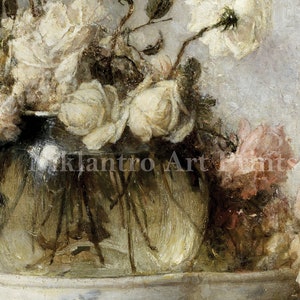 Stilleben Blumen Dekor Vintage Rosen Malerei Neutral Rustikales europäisches Bauernhaus Poster Digitale herunterladbare Kunst Bild 6